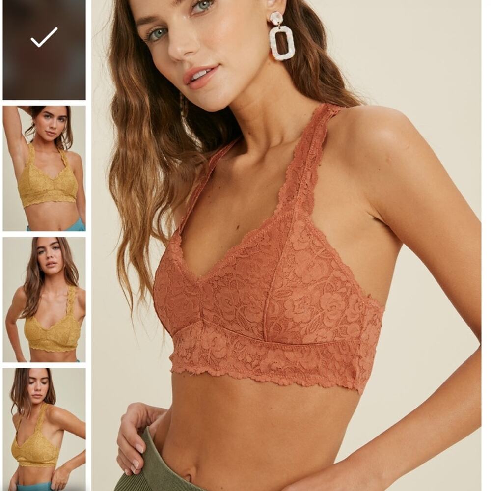Wishlist Lace Racerback Bralette Set in Orange and Blue Medium Nordstrom rack